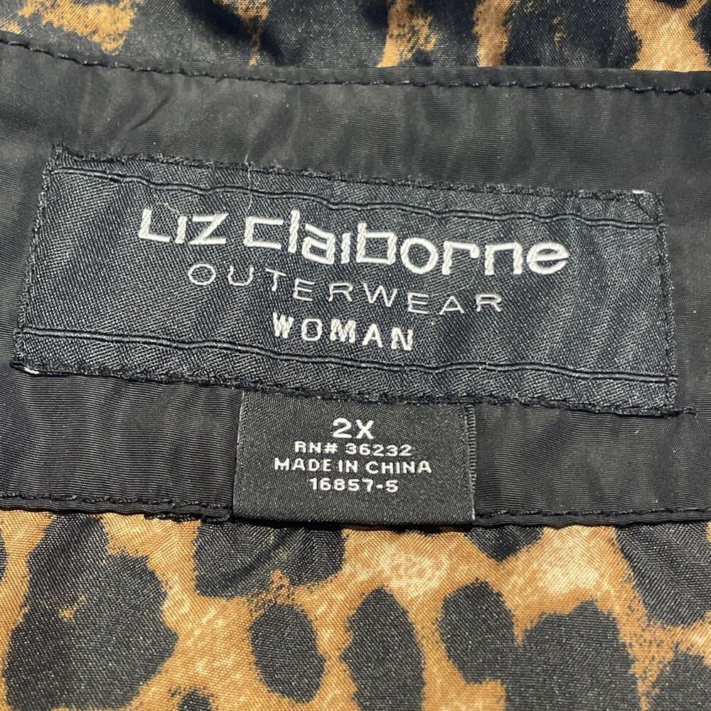 Liz Claiborne Quilted Jacket coat Womens 2x Black Animal Print - Picture 4 of 5